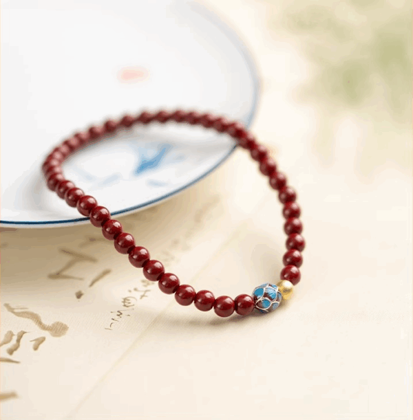 Natural Cinnabar Bracelet, High-Purity Lotus Bead Bracelet
