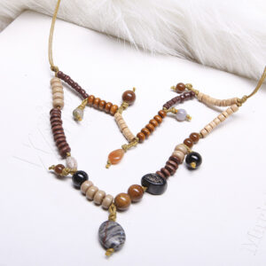 Wooden Beads Turquoise Pendant Necklace Natural Materials Peaceful Mood