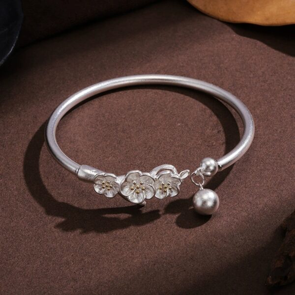 Feng Shui Bell Peach Blossom Bracelet White Copper Silver Plated Bracelet Gift
