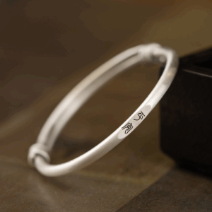 925 Silver Plated Bracelet Chinese Characters Peace and Joy Adjustable Bracelet