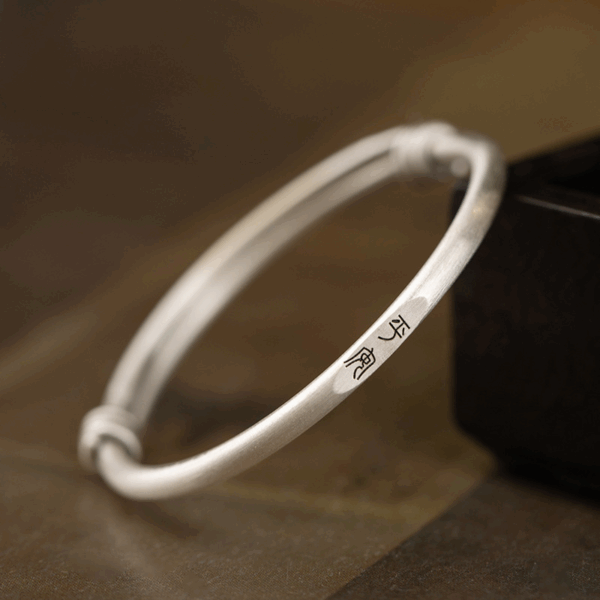 925 Silver Plated Bracelet Chinese Characters Peace and Joy Adjustable Bracelet