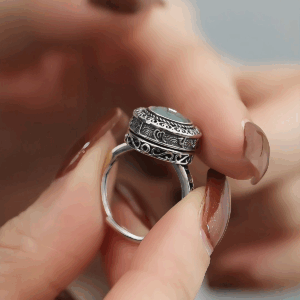 925 Silver Tibetan Six-Word Mantra Rotating Ring