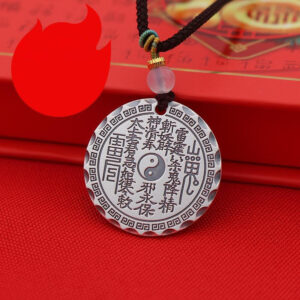 999 Silver Tai Chi Bagua Peace Buckle Pendant Taoist Mountain Ghost Coin