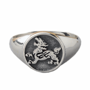 Ancient Chinese Blue Dragon 925 Silver Ring Divine Beast