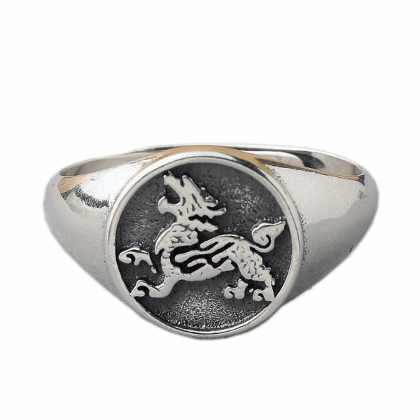 Ancient Chinese Blue Dragon 925 Silver Ring Divine Beast