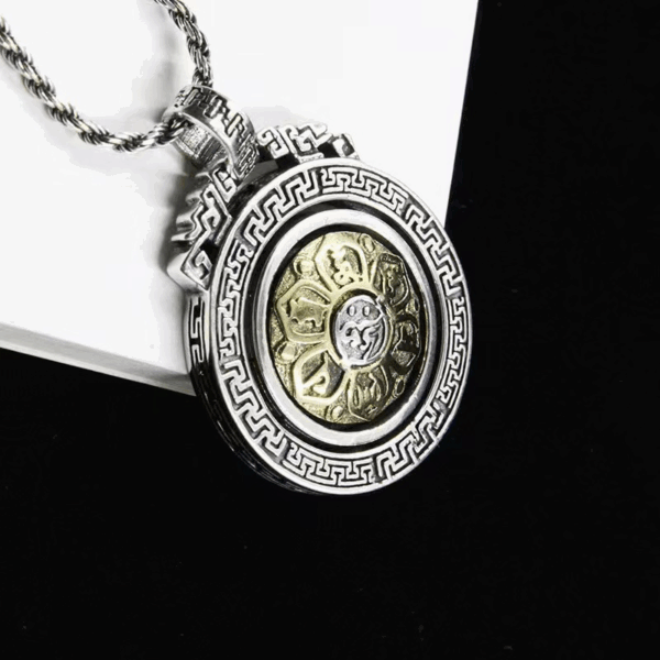 Ancient Heart Sutra Six-Character Mantra Nine Palaces and Eight Diagrams Rotating Pendant