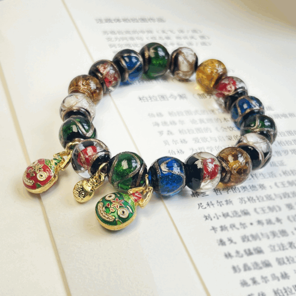 Crystal Bracelet Gift Gold Swallowing Beast Five Elements Multi Treasure