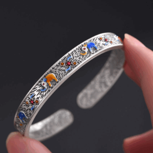 Enamel Colored Elephant Bracelet Auspicious Gift Electroplating Process