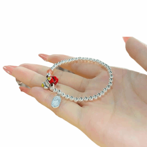 God of Wealth Sterling Silver Bracelet 99% Pure Silver Fortune-Bringing Accessories