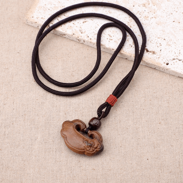 Natural Agarwood Accessories Chinese Peace Lock Necklace​