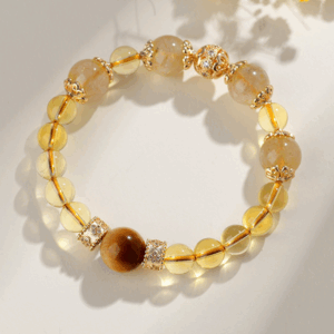 Natural Citrine Bracelet for Wealth Embroidered Ball, Tiger Eye Stone