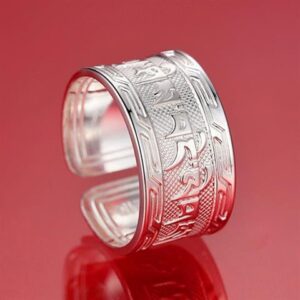 Index Finger Ring 999 Pure Silver Ring for Good Luck