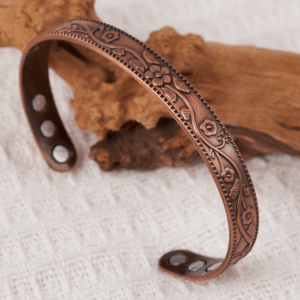 Plum Blossom Magnet Bracelet Adjustable Imitation Red Copper