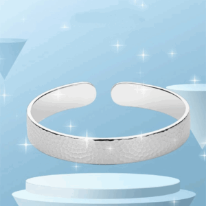 Silver-Plated Copper Wide Hammered Open Bracelet