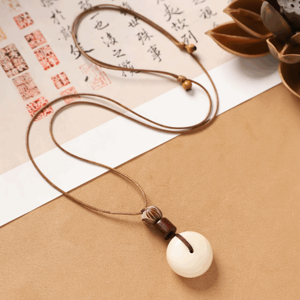 White Jade Peace Necklace with Bodhi Pendant Accessories​